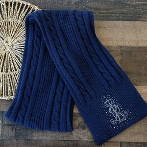 Ralph Lauren Navy Blue Cable Knit Scarf